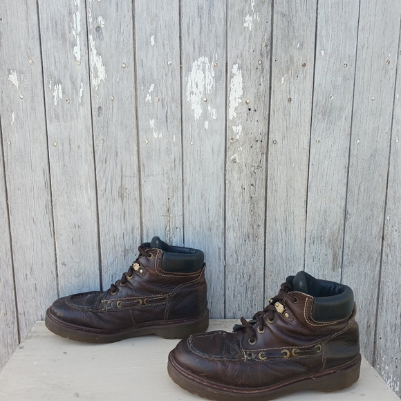 Vtg DOC MARTENS 8460 AW004 Men's Leather Boots Size US 9 Brown England Y2k - Picture 2 of 9